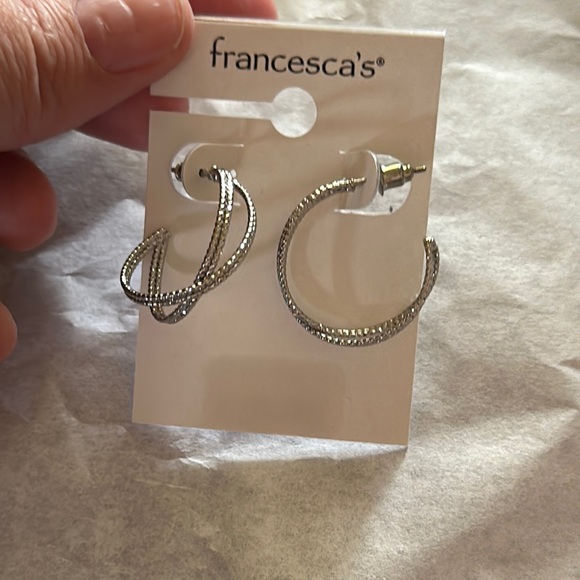 Francesca's Collections Silver Hoop Earrings - Picture 3 of 3